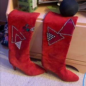 Red Leather boots/heels